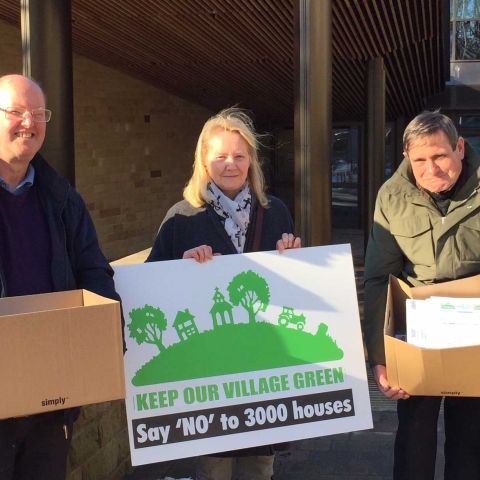 Green Hammerton Action Group hand deliver 582 objections to council - Alan Smith, Marilyn Peckett and James Lawrie