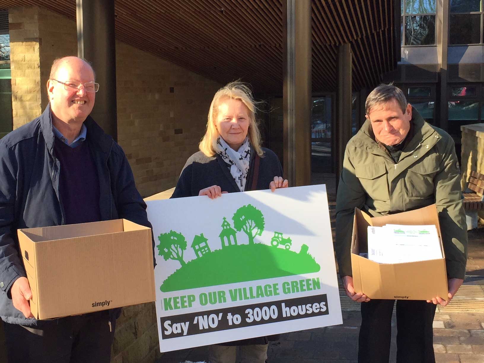 Green Hammerton Action Group hand deliver 582 objections to council - Alan Smith, Marilyn Peckett and James Lawrie