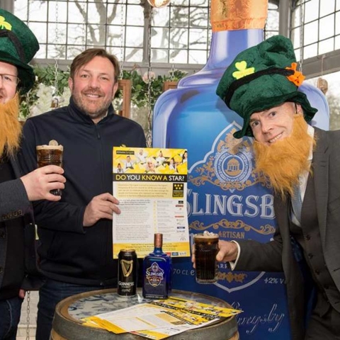 Awards organisers from Destination Harrogate David Ritson (right), Simon Cotton (left) enjoy toasting St Patrick the patron saint of Ireland with Marcus Black (Centre) from Slingsby