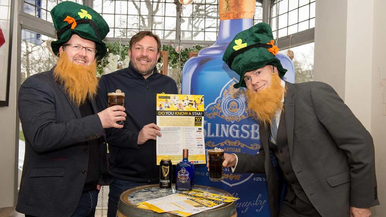 Awards organisers from Destination Harrogate David Ritson (right), Simon Cotton (left) enjoy toasting St Patrick the patron saint of Ireland with Marcus Black (Centre) from Slingsby