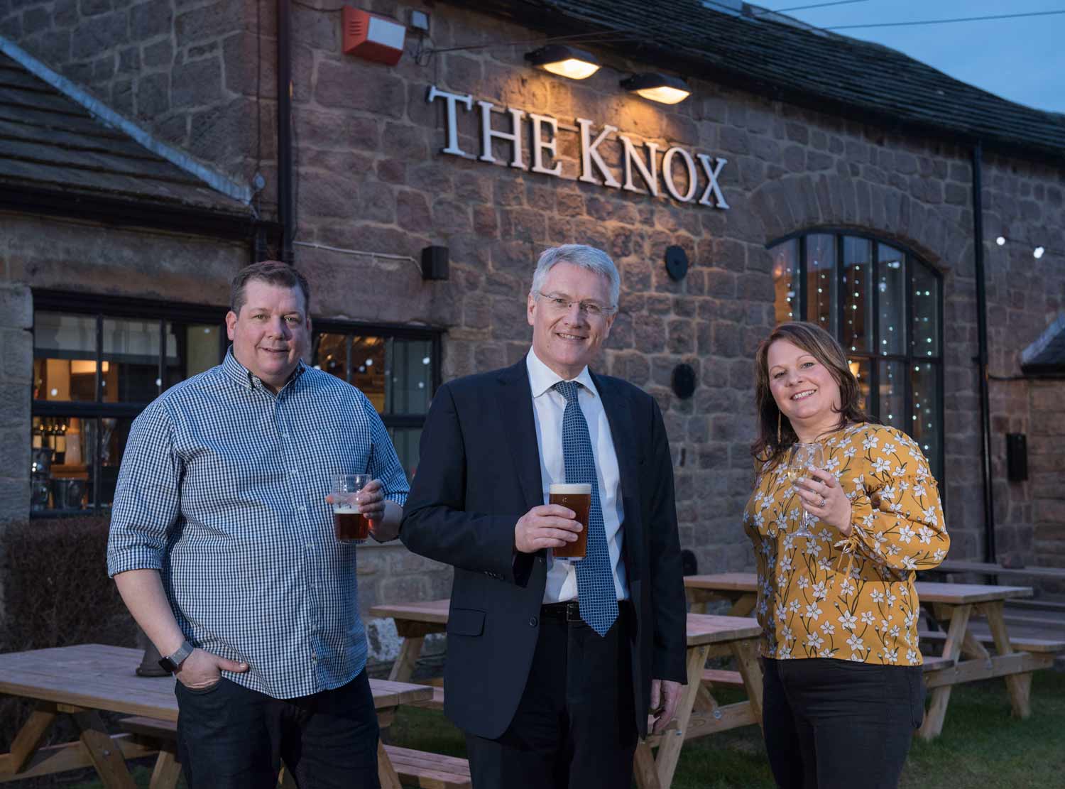 MP for Harrogate & Knaresborough, Andrew Jones (centre) with Simon and Katie Swannie