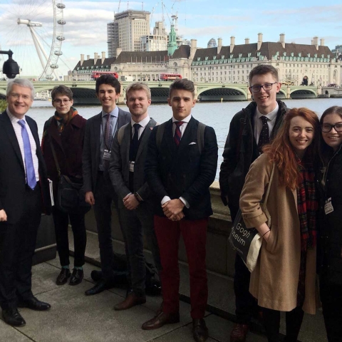 MP Andrew Jones, Deputies; Izzy Wood and Ed Lee, Head Boy: George Kendall, Deputies; Tom Godfrey and Jacob Connell, Head Girl: Ellen Young and Amy Wotherspoon