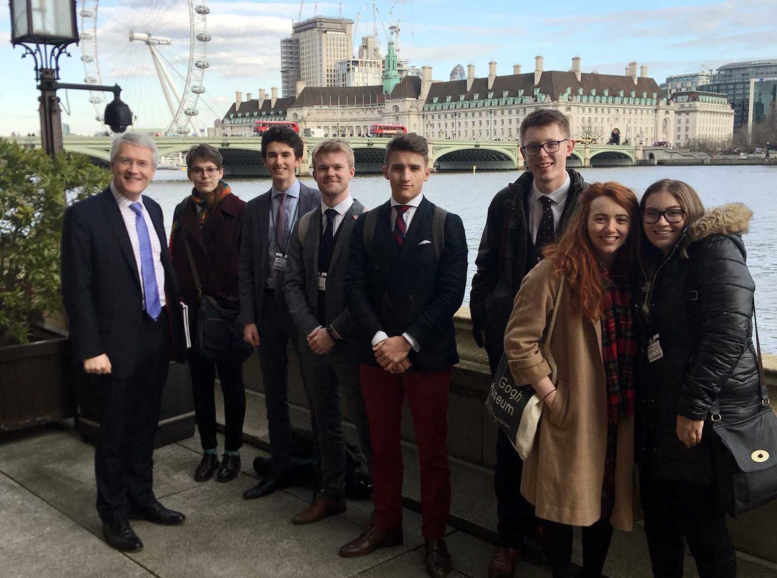 MP Andrew Jones, Deputies; Izzy Wood and Ed Lee, Head Boy: George Kendall, Deputies; Tom Godfrey and Jacob Connell, Head Girl: Ellen Young and Amy Wotherspoon