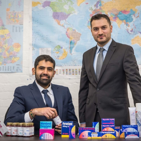 HEALTHY EXPORTS: CurePharma founders, director, Mustafa Al-Shalechy (left) and business development manager, Ali Alshamari, who have opened an office in Doha, Qatar, after helping to export £500,000 worth of medicines and pharmaceuticals to The Middle East in 2017