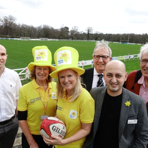 David Doherty, Director of Ruby at Harrogate Rugby Club, Nicola Appleton and Jo Finnegan, part of Harrogate Marie Curie Fundraising Group, Paul H Whatmuff, Otley Rugby Club, Sean Shukralla, Stratstone Mini and Bill Barrack Secretary at Harrogate Rugby Club