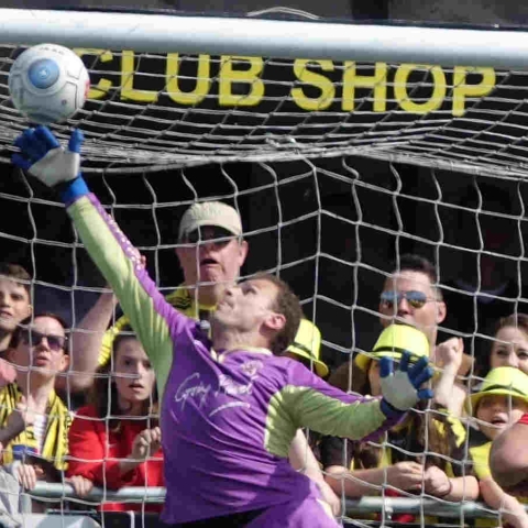 Town celebrated promotion to the National League for the first time in their history,after a 3-0 victory over Brackley