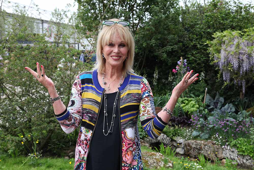 Joanna Lumley on the Welcome to Yorkshire garden at Chelsea Flower Show 2018, designed by Mark Gregory for Landformconsultants.co.uk