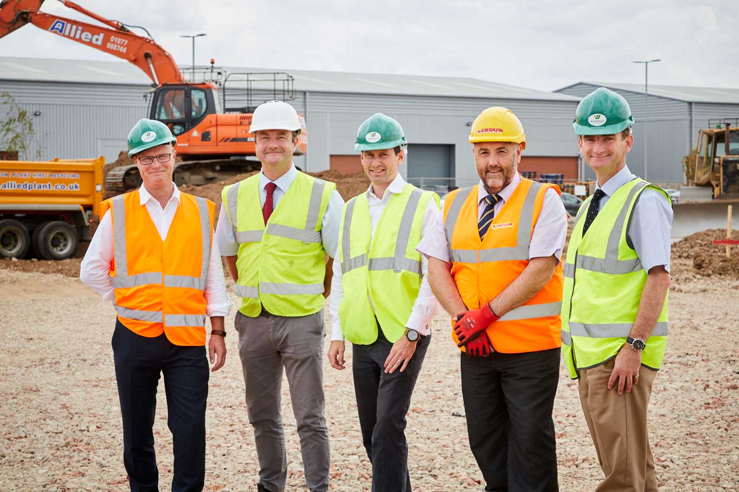 at the start of work on Ash Way III are Rockspring Hanover Property Unit Trust director, Shaun Hose; Bon Bon’s founder and general manager, Mark Rowntree and Wharfedale Property Management director, Tim Munns
