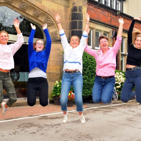 Harrogate Ladies’ College pupils jump for joy at A level results!