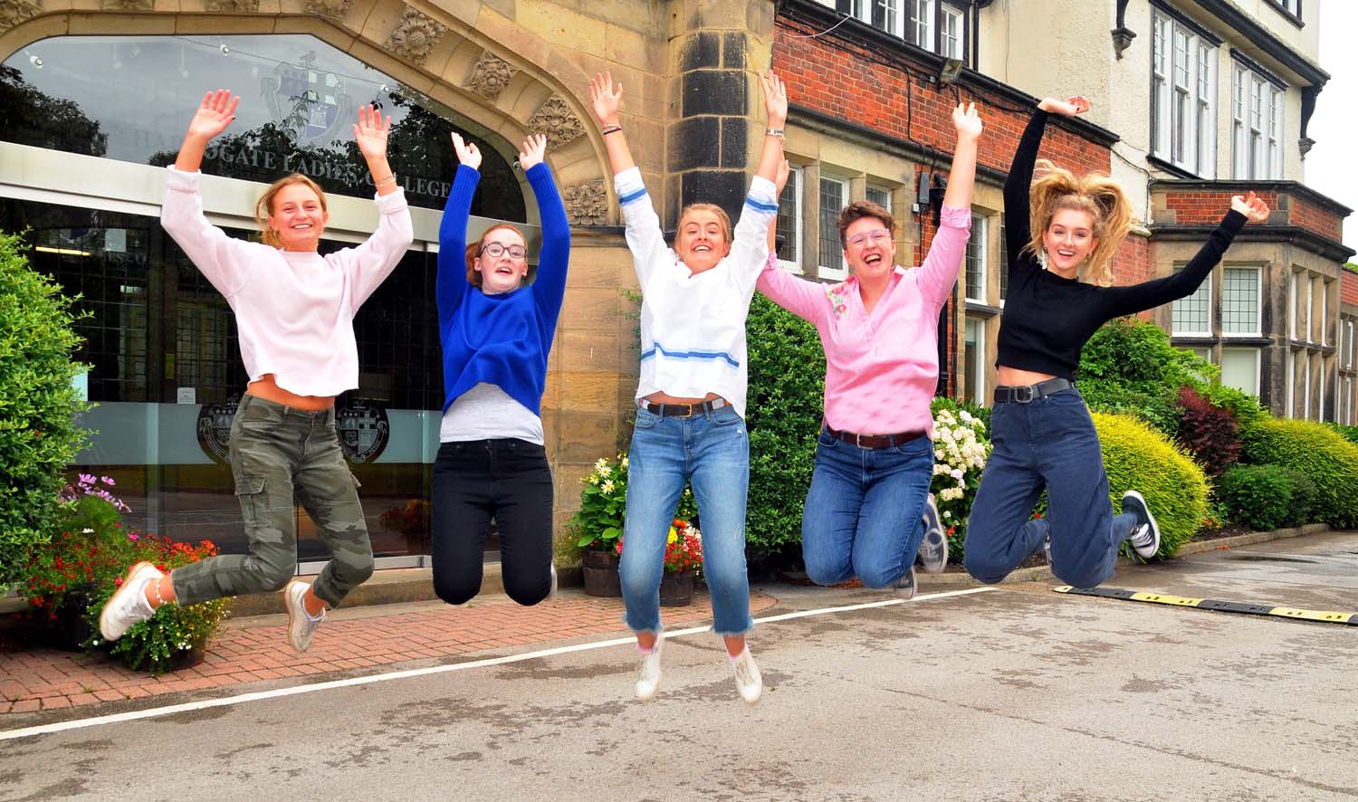 Harrogate Ladies’ College pupils jump for joy at A level results!