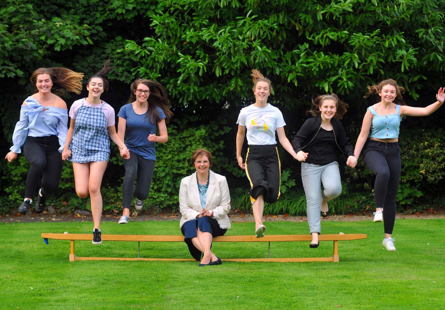 Harrogate Ladies’ College pupils and Principal, Sylvia Brett celebrate excellent GCSE results