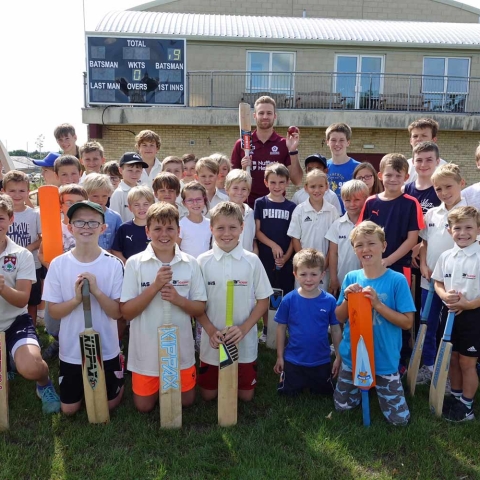 Cricket Spin! Graeme White and the youngsters at this summer’s Andrew Flintoff Cricket Academy staged at Harrogate’s Ashville College
