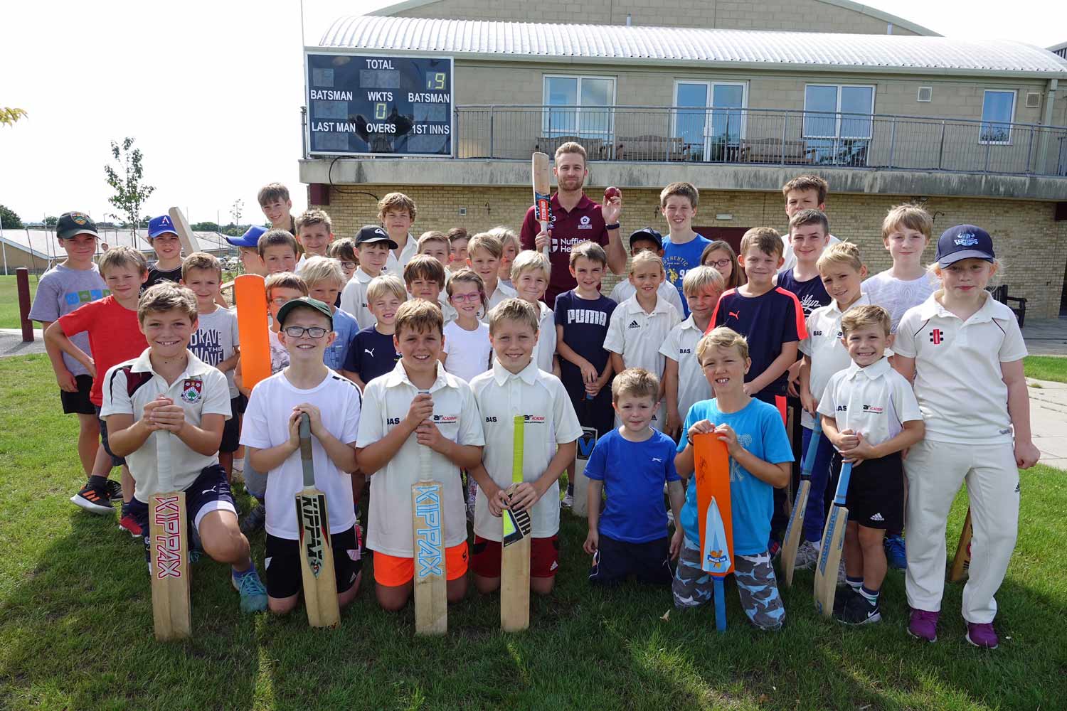 Cricket Spin! Graeme White and the youngsters at this summer’s Andrew Flintoff Cricket Academy staged at Harrogate’s Ashville College