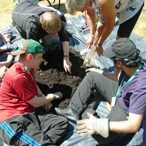 Gathering the potato crop are students George Crouch and Jonnade Ahmed with some of Henshaws Duke of Edinburgh staff team On their expedition are Student Amy Dearlove with Enabler Anton Watson