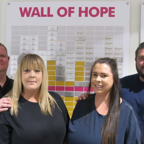 Rebecca and Melissa Foulis with their partners at the Wall of Hope