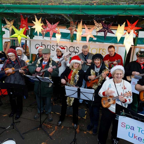 Musicians and singers performing in the busking area at last year’s Harrogate Christmas Market