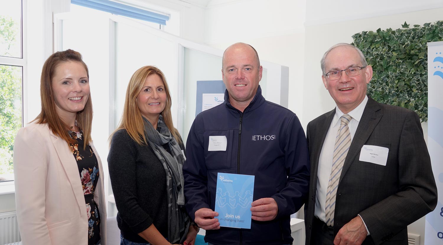 Emily Fullarton, Director at Wellspring (left) is pictured with Chris and Carolyn Brown from Ethos Asset Finance and charity trustee Nigel McClea (far right)