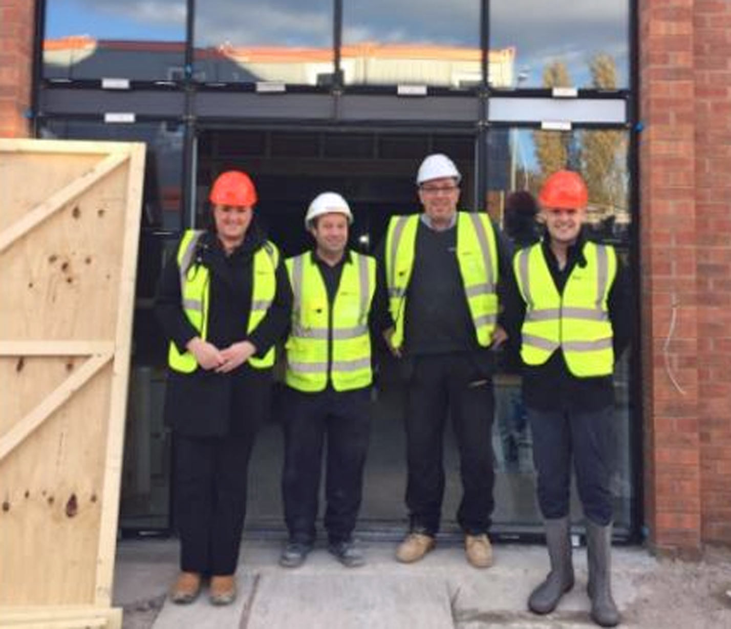 Home Manager Paula Mountjoy, Site Manager Graham Frost, Assistant Site Manager Ian Meldrum and Care Manager Tom Ogden outside Windsor Court in Wetherby