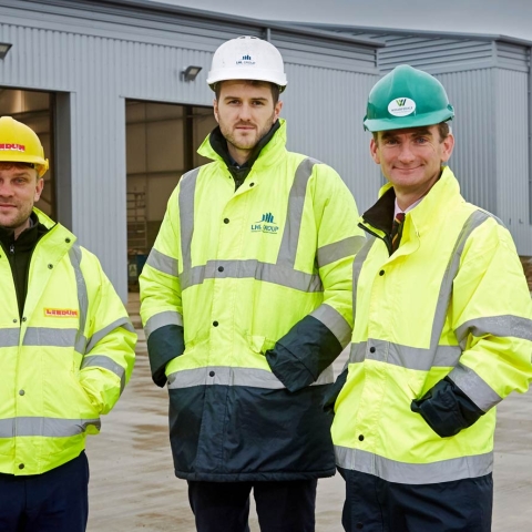 site manager for principal contractor, Lindum Construction, Mitch Blockley; LHL Group project manager and contract administrator, Daniel Bower and Wharfedale Property Management director, Tim Munns
