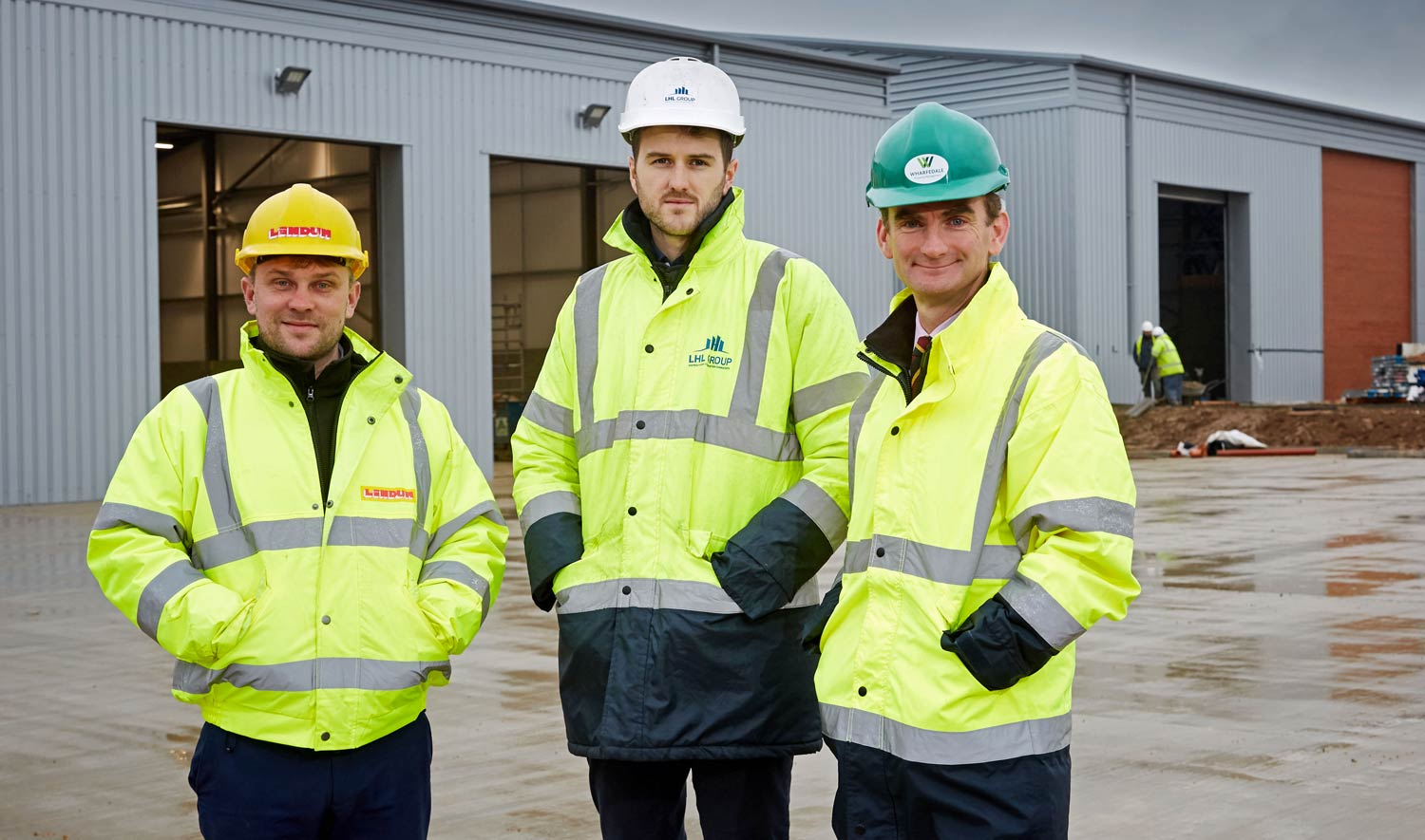 site manager for principal contractor, Lindum Construction, Mitch Blockley; LHL Group project manager and contract administrator, Daniel Bower and Wharfedale Property Management director, Tim Munns