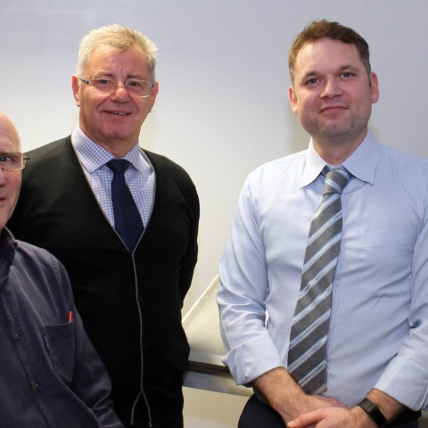 Councillor Graham Swift, cabinet member for resources, enterprise and economic development, (centre) with Peter (left) and Matthew (right) from PMK Design Associates