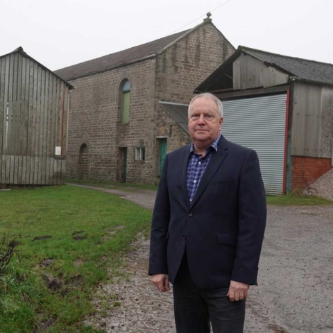 Crimple Valley campaigner Steve Norman in front of the barn at Crimple House Farm