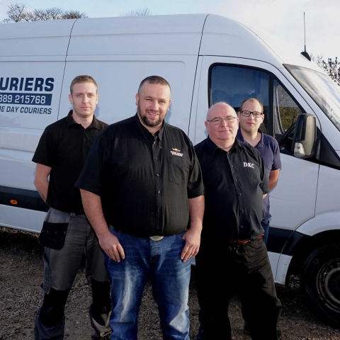 Deliver To You! Dave Kirby (front) and his team at their Bishop Thornton base