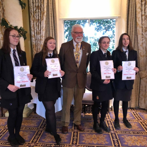 Evija, Katelyn, David Wells, Alice and Rebecca at the awards ceremony in The Ripon Spa Hotel