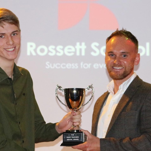 Prof Ben Jones presents the Headteacher’s Special Award for Outstanding Academic Performance to Jamie Hart