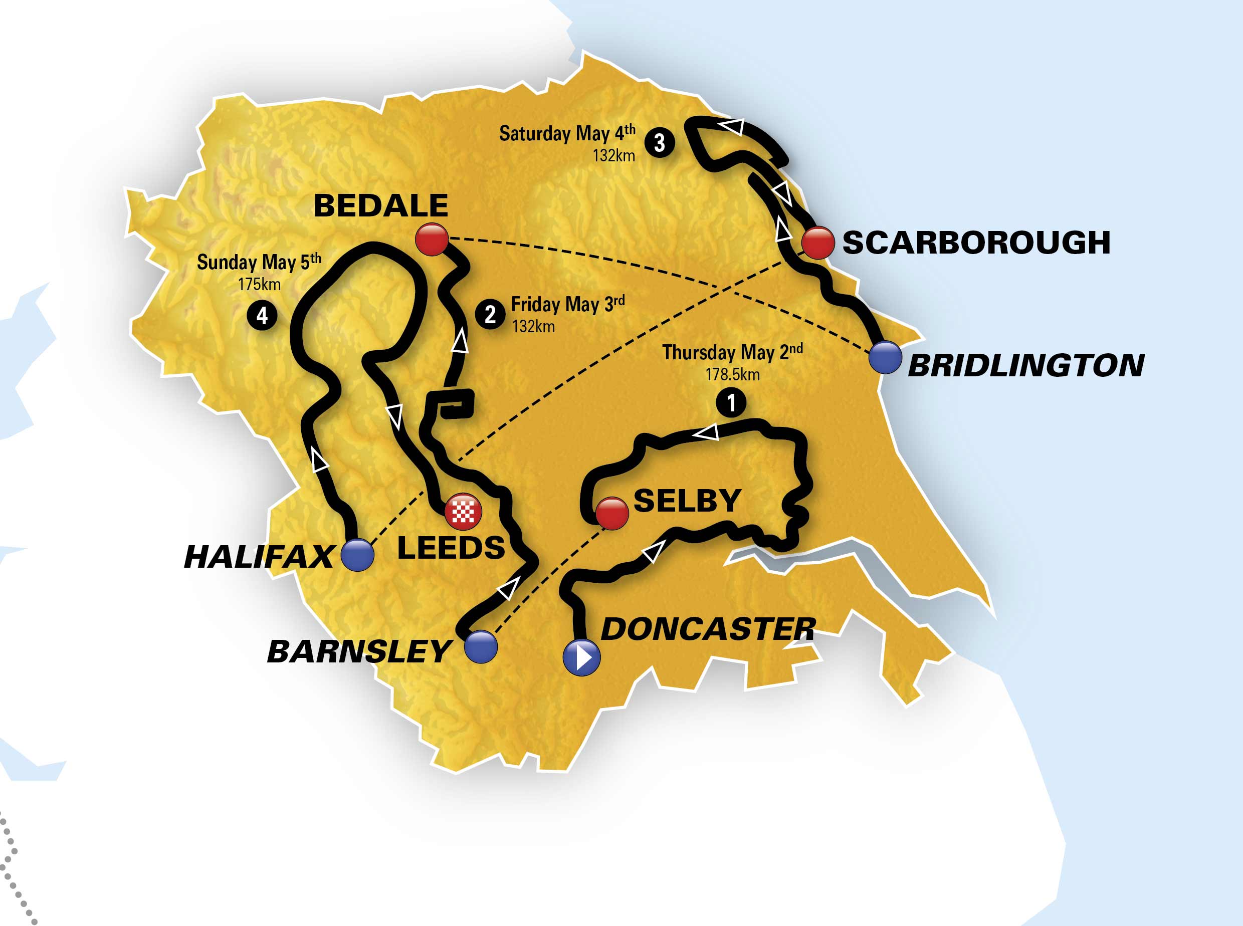Routes for 2019 Tour de Yorkshire