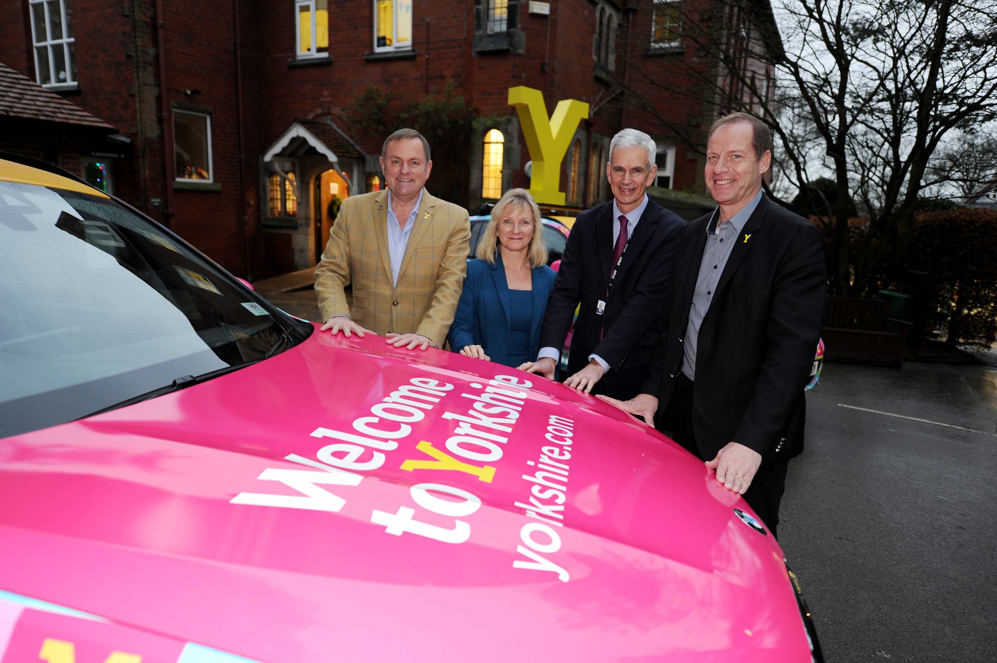 Sir Gary Verity, Headteacher, Nicola Matthews, Principal, Anthony Comerford and Christian at Brackenfield School in Harrogate