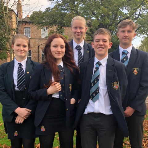 From left, Ellen, Rose, Henrietta, Bertie and William in the grounds of Ripon Grammar School