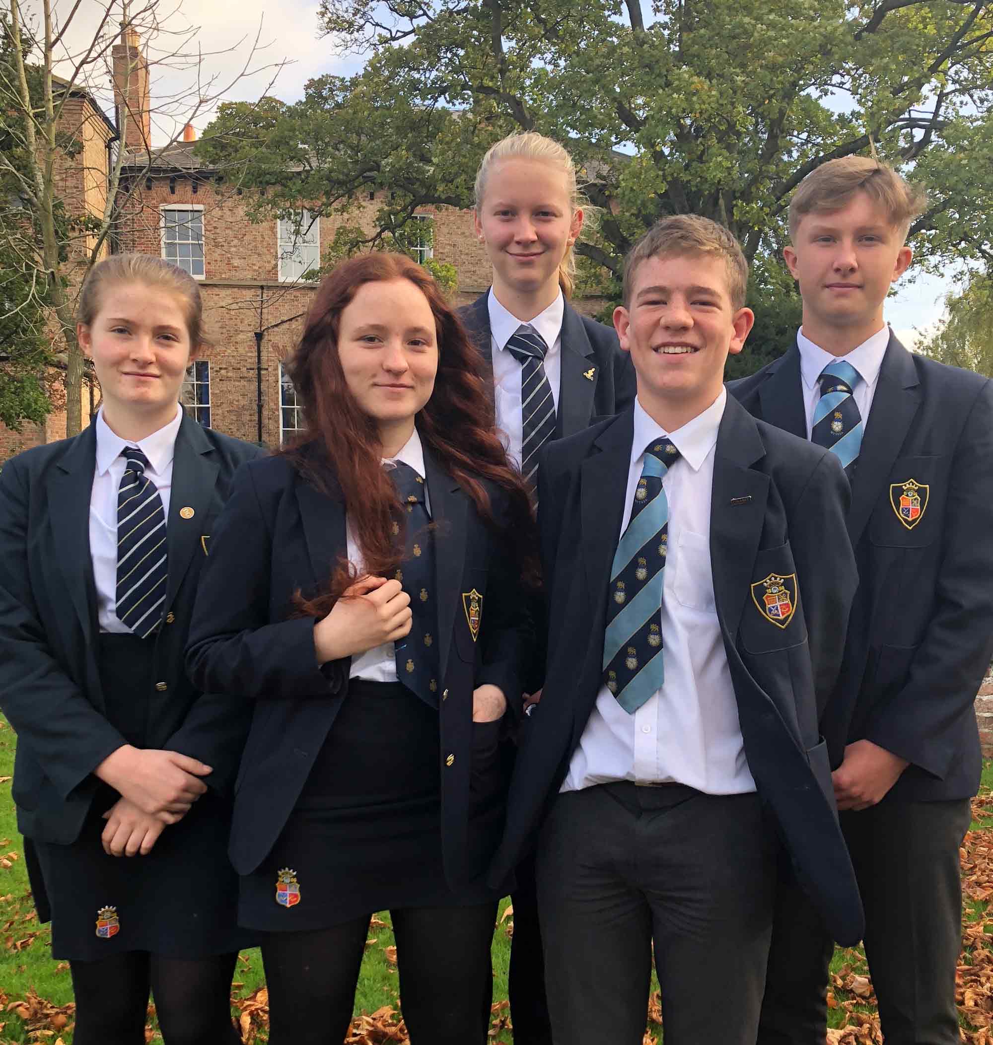 From left, Ellen, Rose, Henrietta, Bertie and William in the grounds of Ripon Grammar School