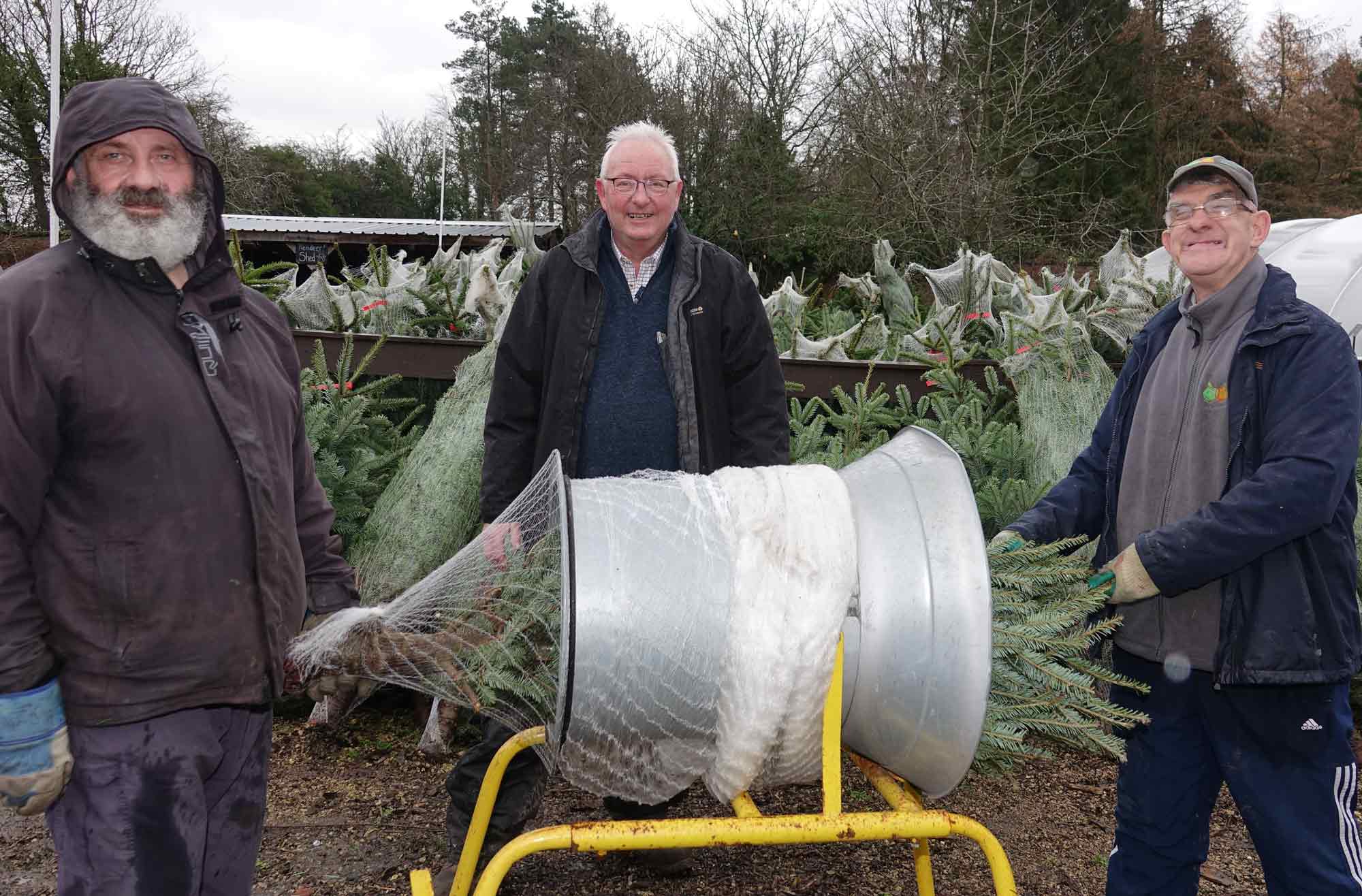 “Treemendous” Effort! Pictured from left are service user Adrian Kitchen, Rob Goodridge, and service user Stephen Green at Ripon Walled Garden