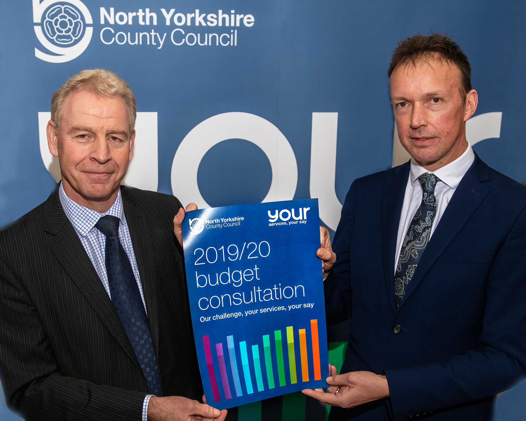 County Council chief executive Richard Flinton, left, and Corporate Director, Strategic Resources Gary Fielding at the launch of the Your Services, Your Say consultation.