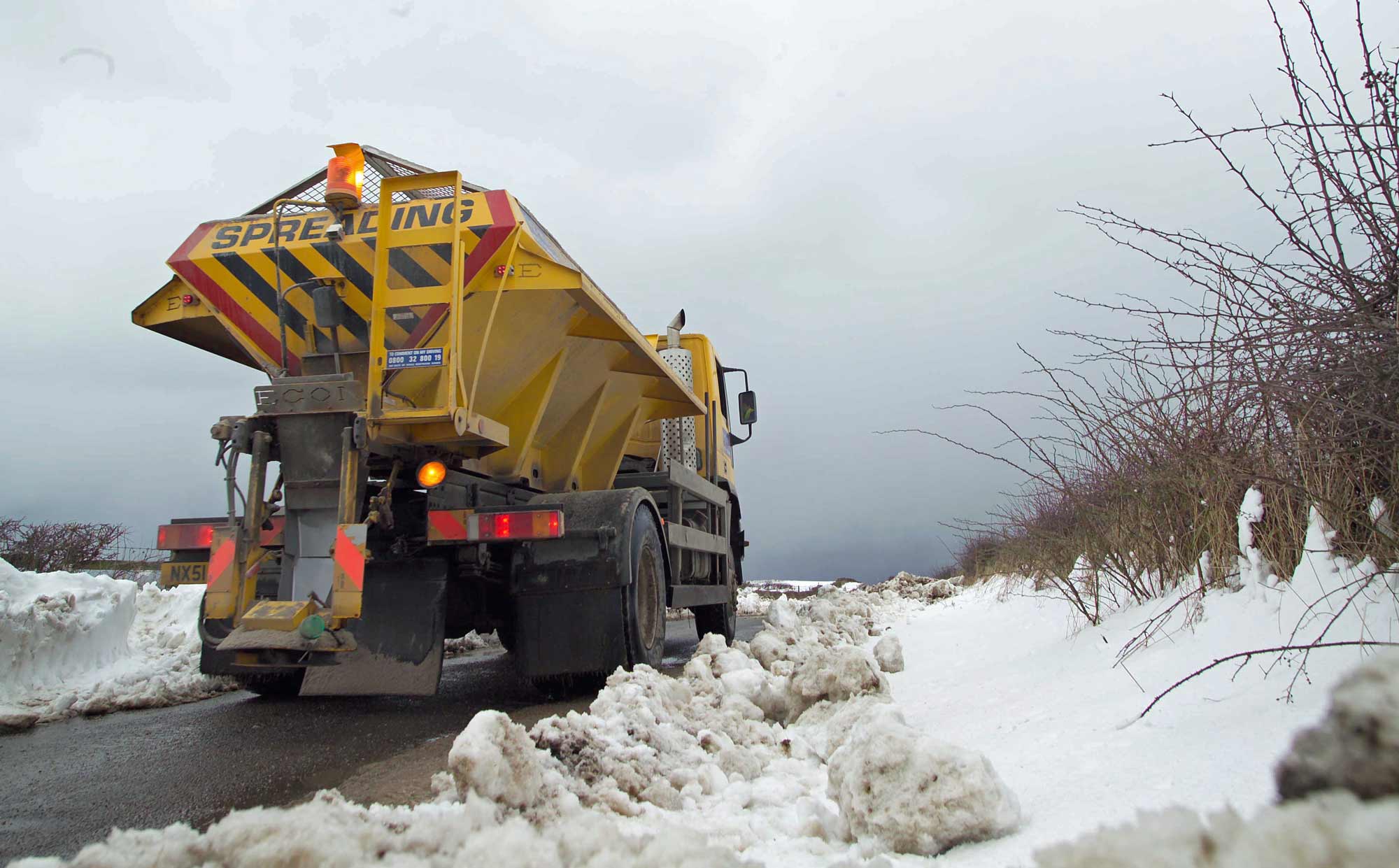 North Yorkshire gritter out and about on the high roads