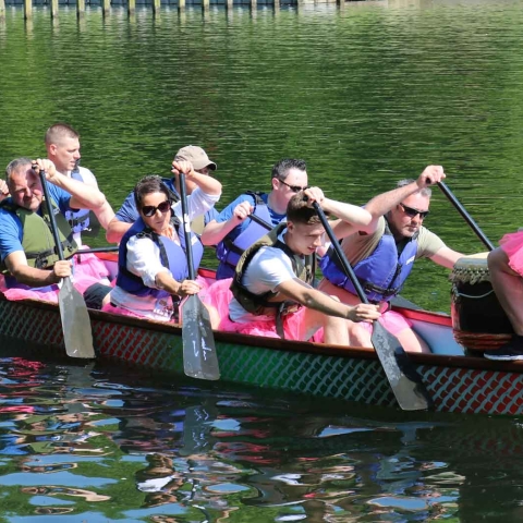Competitors taking part in last year’s Leeds Dragon Boat Race at Roundhay Park