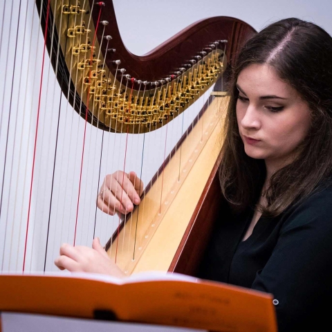 Megan Humphries is a Harrogate based harpist who currently studies in year 13 at Harrogate Grammar School