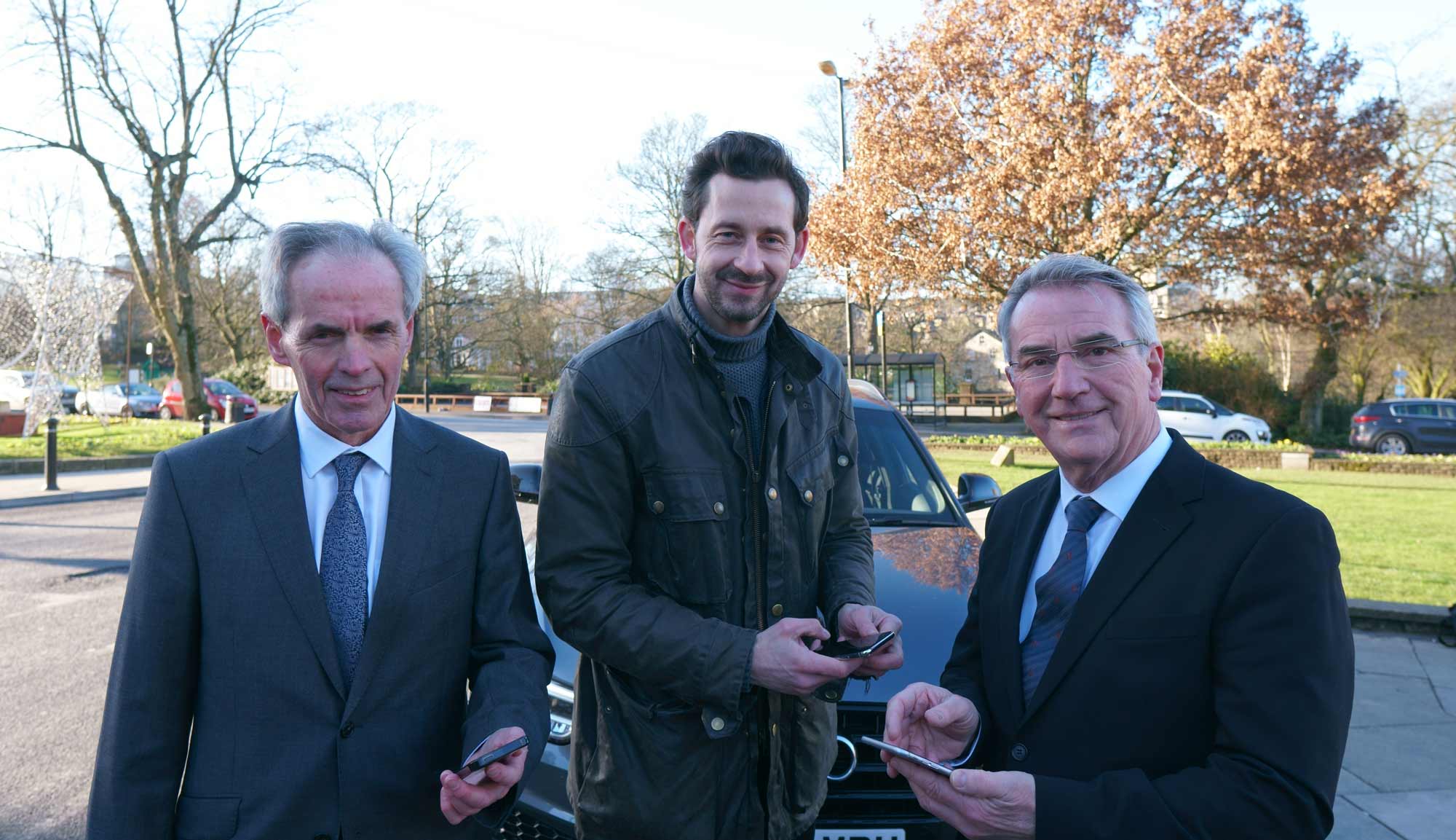 CEO and founder of AppyParking Dan Hubert, North Yorkshire County’s executive member for access Councillor Don Mackenzie, Harrogate Borough Council’s cabinet member for sustainable transport Councillor Phil Ireland