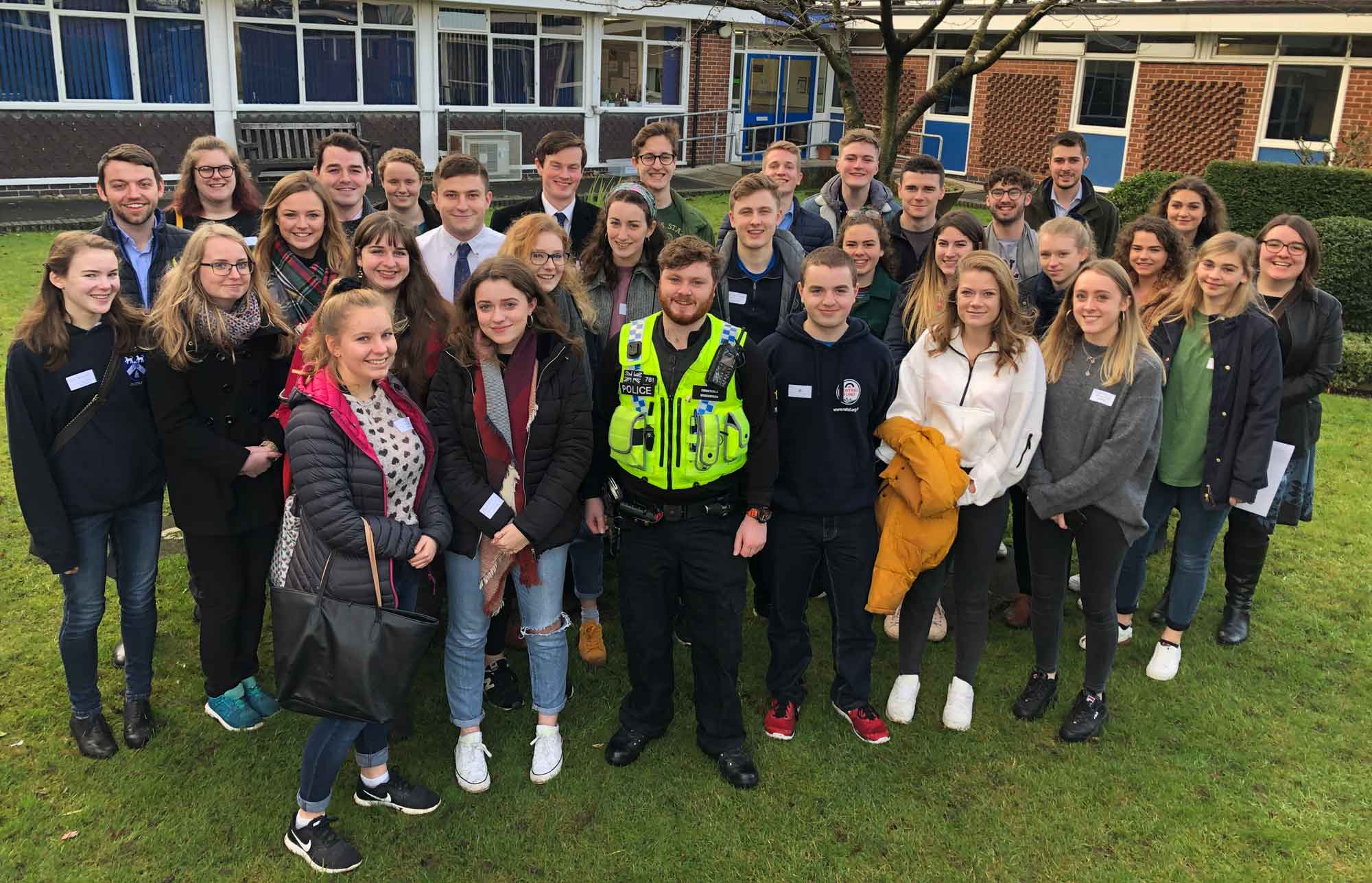 Some of the 40-plus students who returned to their old school; talking with current students in the sixth form centre; Alice and Dominic; Ben, left, and Ryan, right