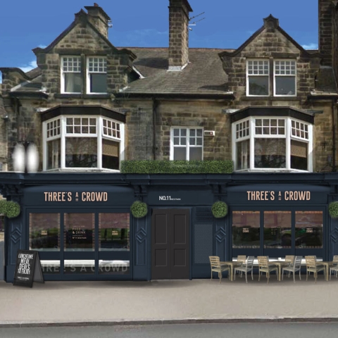 Harrogate artist's impression of what it will look like post the revamp. The pub is being renamed Three's A Crowd.