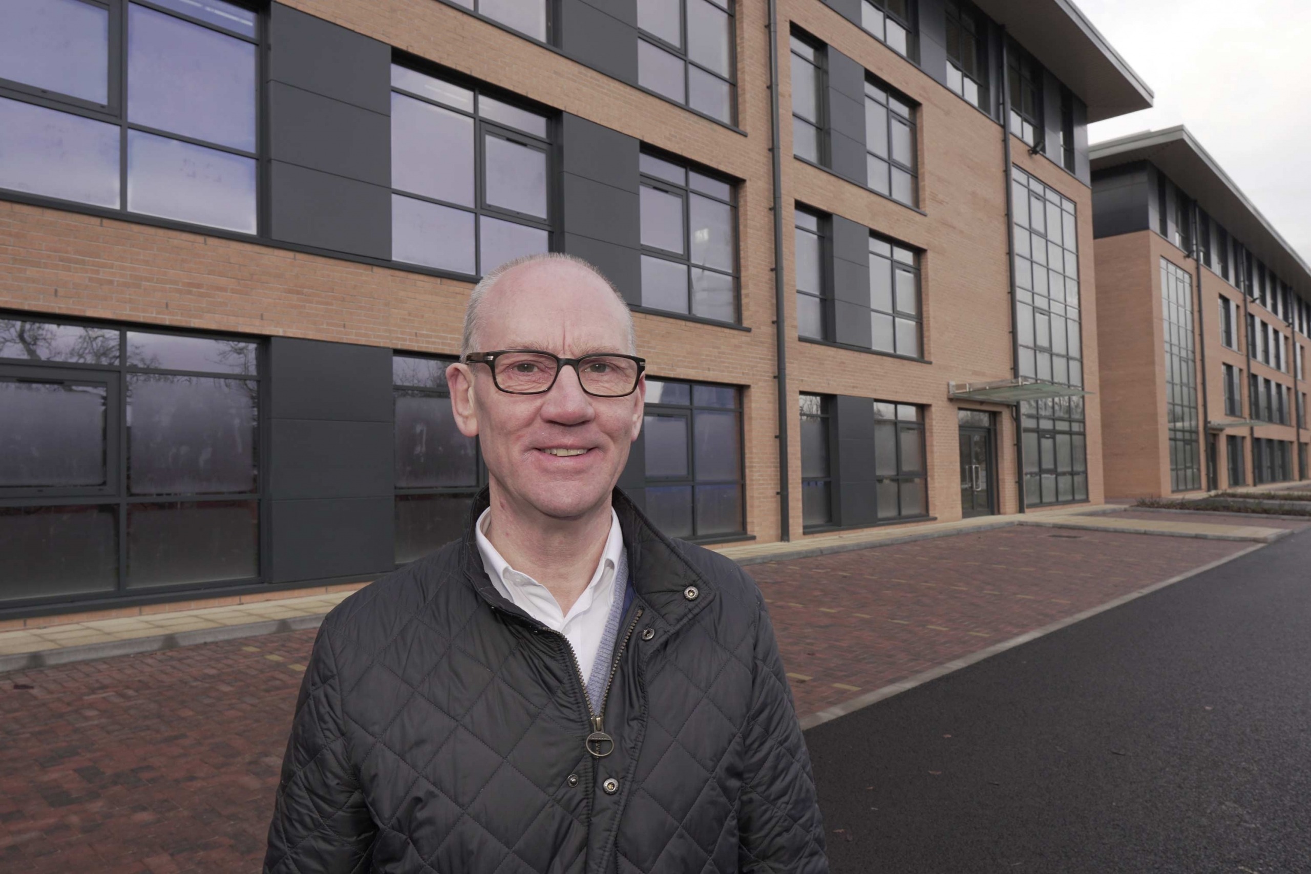 Chris Bentley, the owner and operator of Hornbeam Park Developments, in front of the Matrix, their latest development