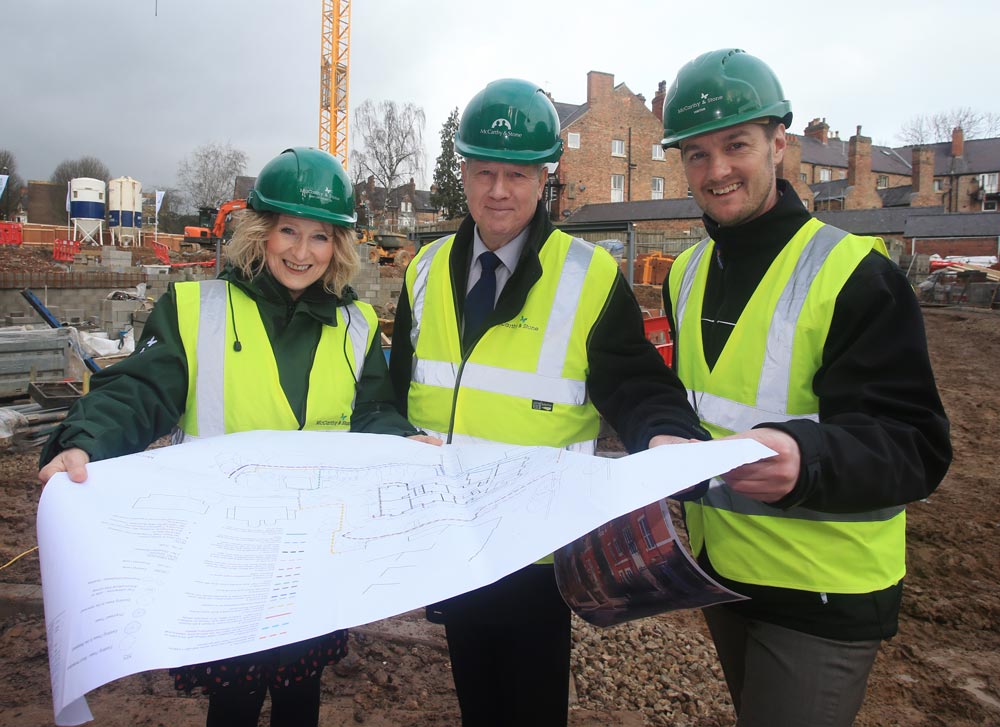 Laura Wigglesworth (Senior Marketing Executive at McCarthy and Stone), Councillor Michael Chambers and David Meachem (Area Sales Manager at McCarthy And Stone)