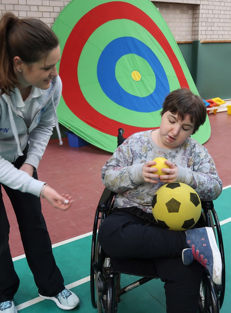 Geena Blythe is exploring different sizes of balls with Fran Nichol
