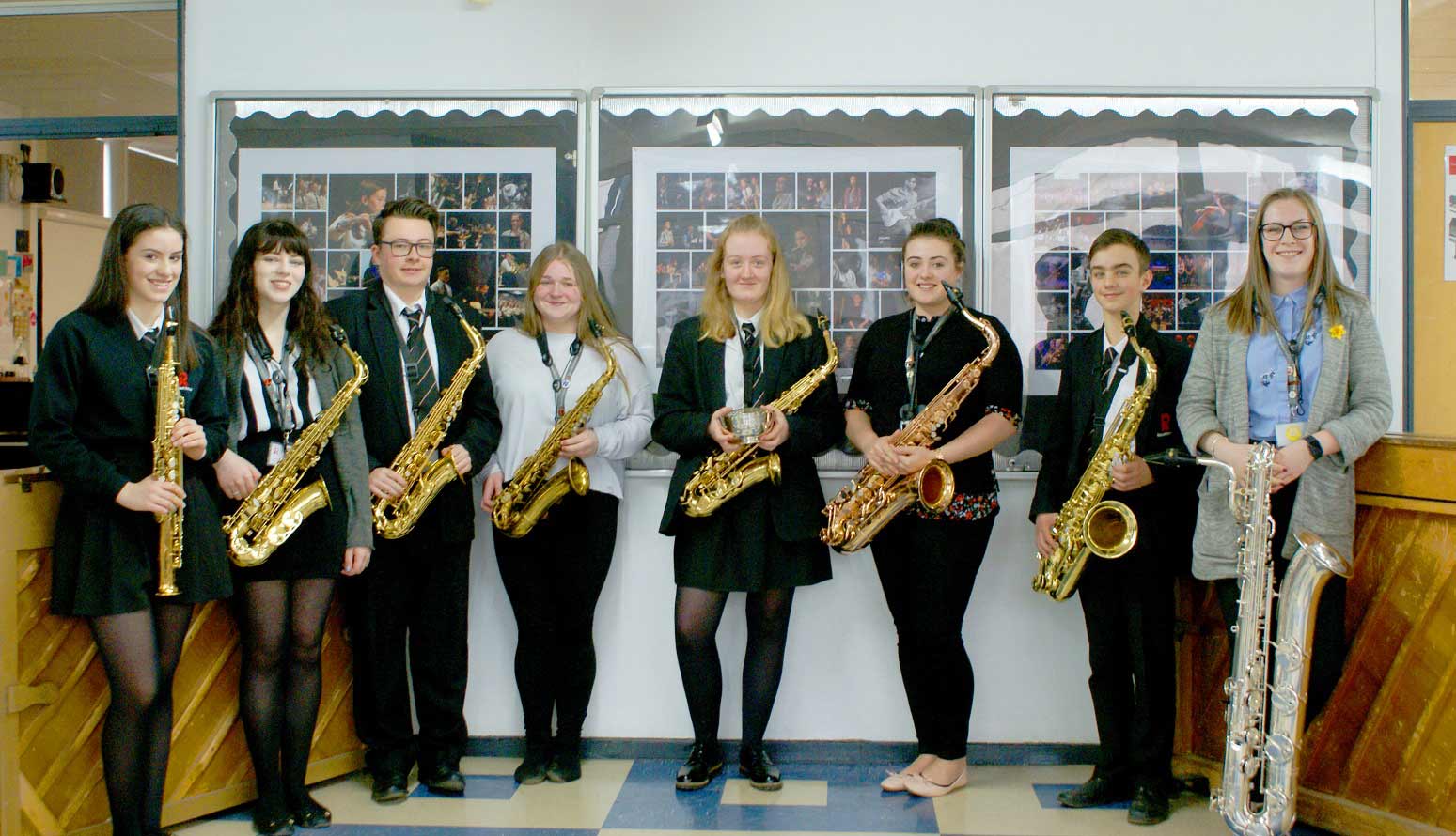Rossett School’s ‘Saxophonix’ group, who were winners at the Harrogate Competitive Festival for Music, Speech and Drama
