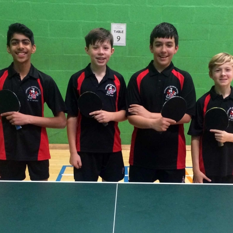 U13 Harrogate Grammar School Table Tennis Regional Champions:Anish Johar, Oscar Murray, Eshan Saeed and Leo Murray