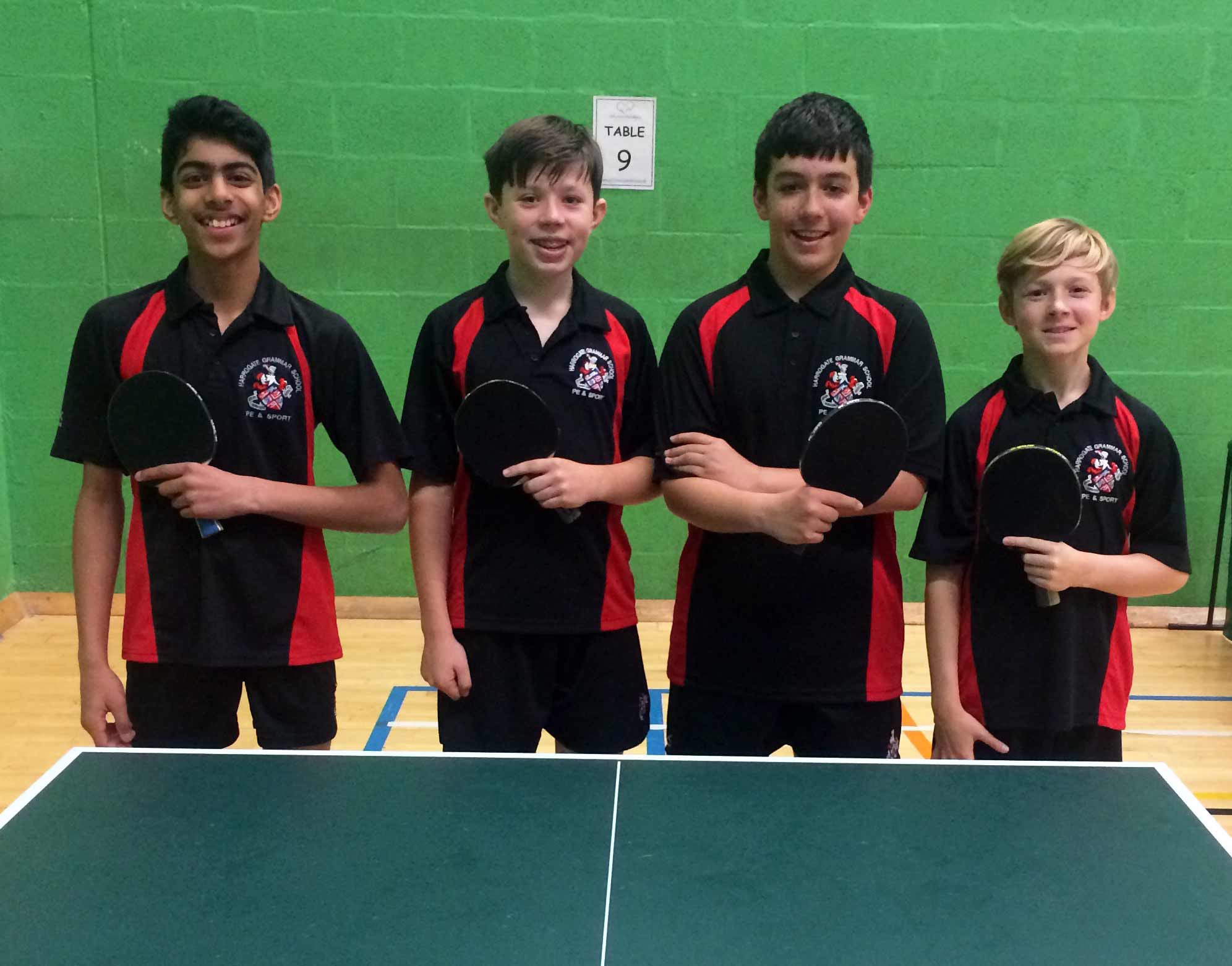 U13 Harrogate Grammar School Table Tennis Regional Champions:Anish Johar, Oscar Murray, Eshan Saeed and Leo Murray