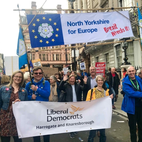 PPC Judith Rogerson and members of the Harrogateand Knaresborough Liberal Democrats on the ‘Put It To The People’ March