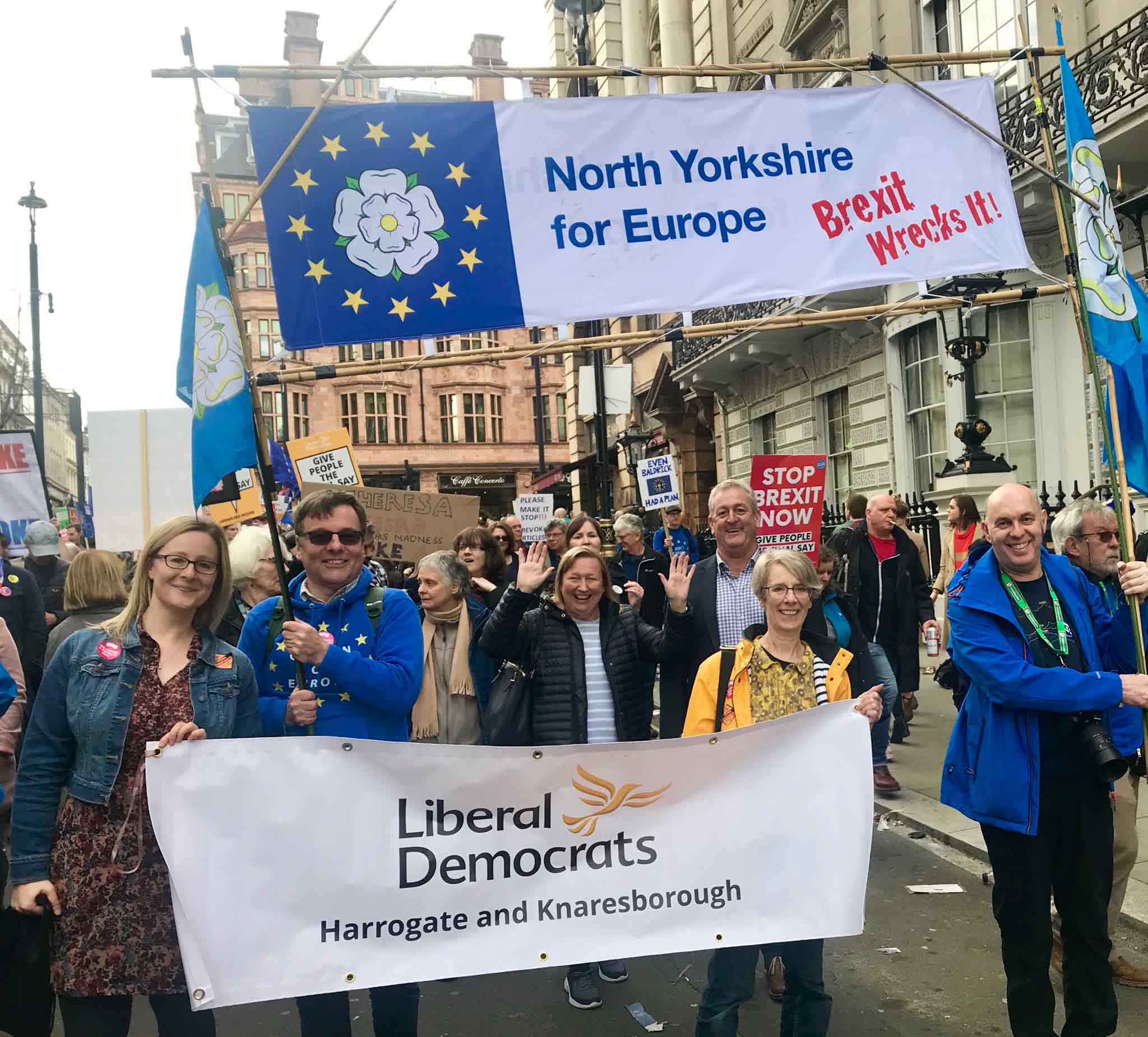 PPC Judith Rogerson and members of the Harrogateand Knaresborough Liberal Democrats on the ‘Put It To The People’ March