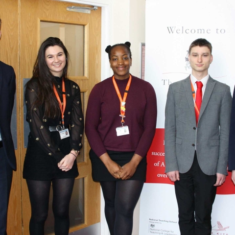 Harrogate Grammar School year 13 students: Jacques Maurice, Freya Holden, Achele Agada, Alex Moss and Jess Dunmore